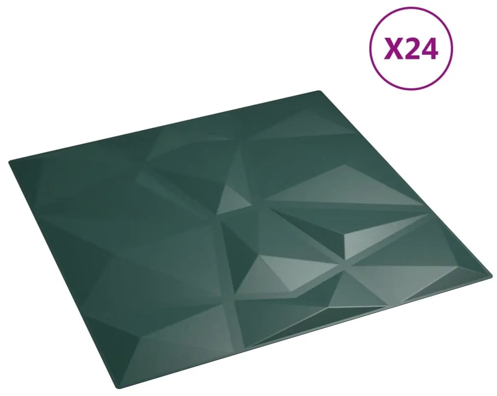 Painéis de parede 24 pcs 50x50 cm 6 m² XPS diamante verde