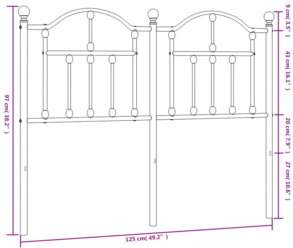 Cabeceira de cama 120 cm metal preto