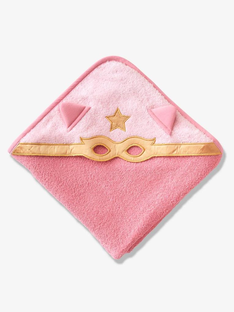 Capa de banho para bebé, Herói Mascarado rosa medio liso com motivo