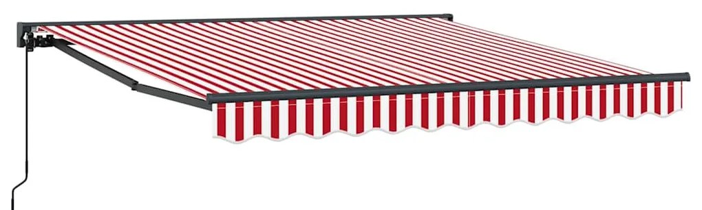 Toldo Retrátil Manual Listrado Vermelho e Branco 300x250 cm