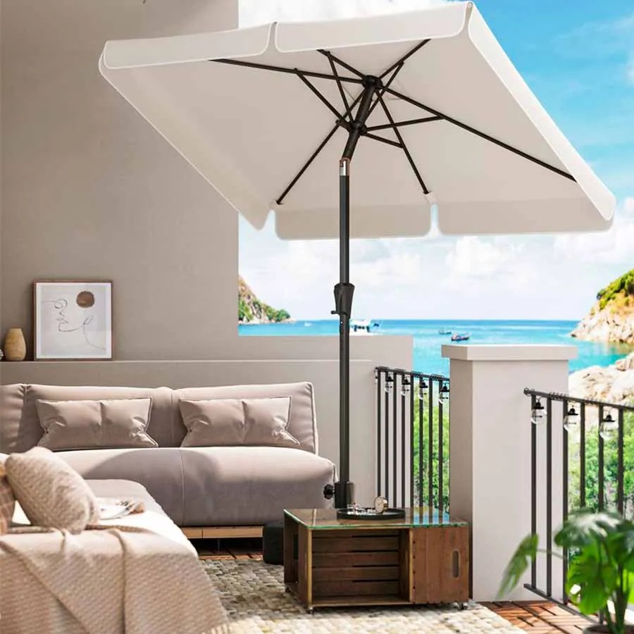 Guarda-sol de jardim 300 x 200 cm retangular sem base bege