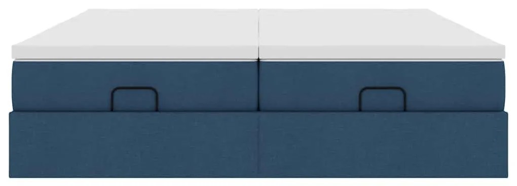 Estrutura de cama otomana com colchões 180x200cm tecido azul