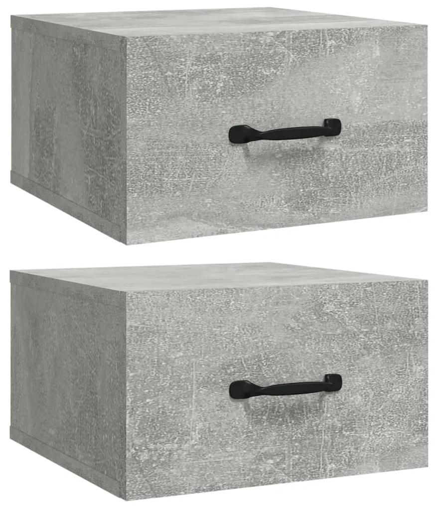 Mesas de cabeceira parede 2 pcs 35x35x20 cm cinzento cimento