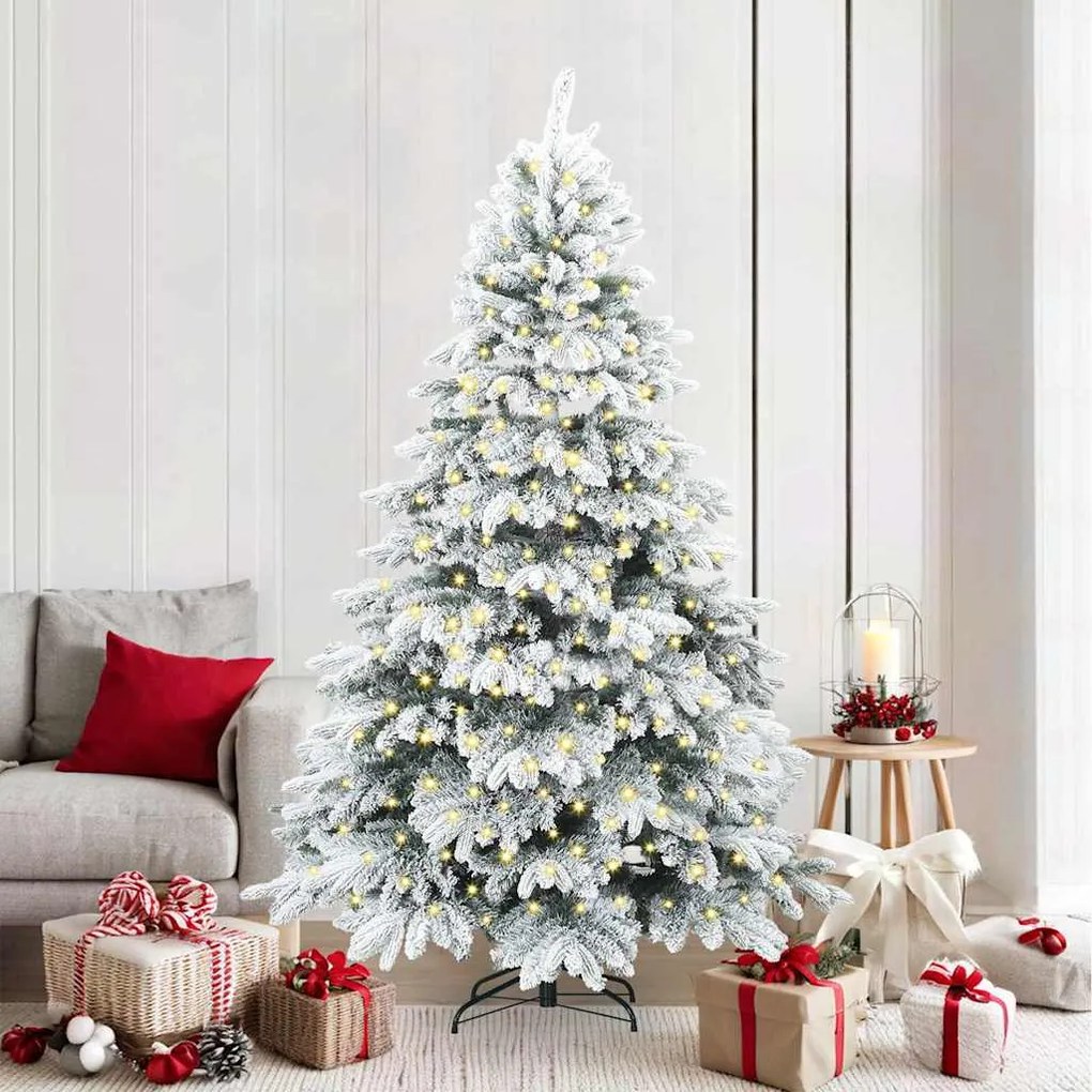 vidaXL Árvore de Natal Artificial com 300 LEDs Branco 210 cm PE e PVC