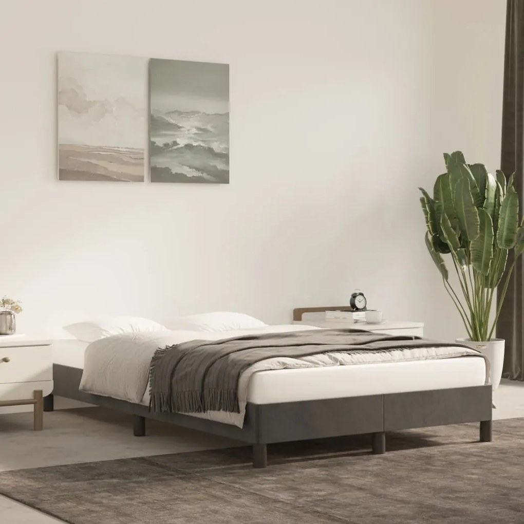 Estrutura de cama sem colchão 120x190 cm Veludo cinza escuro