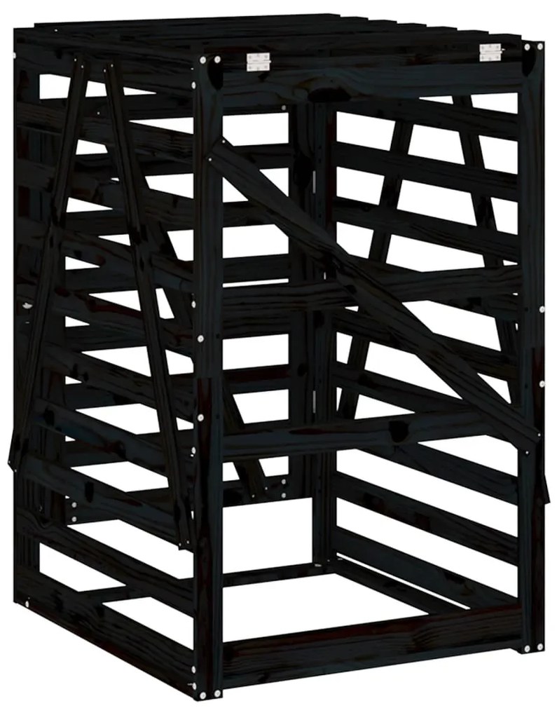 Abrigo para caixote do lixo 84x90x128,5 cm pinho maciço preto