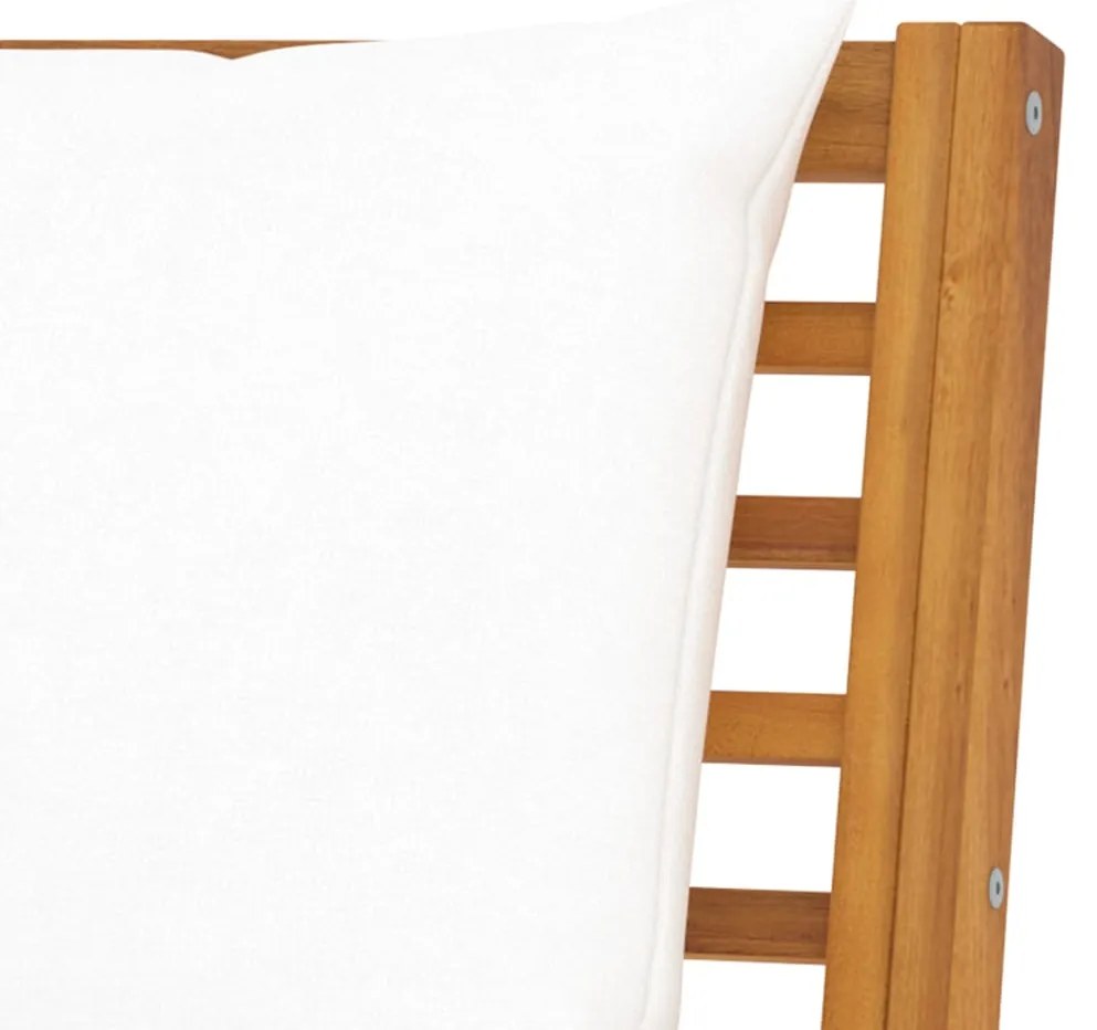 Banco de jardim 114,5 cm com almofadão cor creme acácia maciça