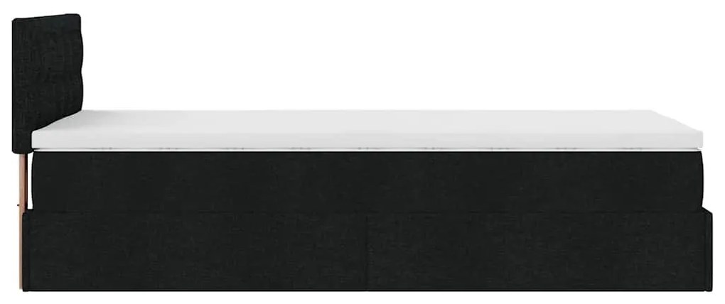 Cama otomana com colchão 100x200 cm tecido preto