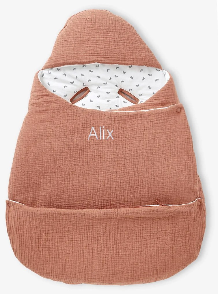 Ninho transformável, em gaze de algodão terracota