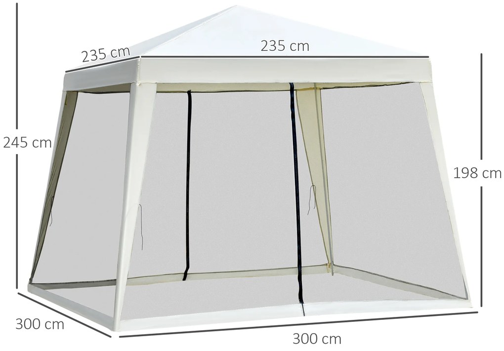 Tenda de Jardim 3x3m Tenda com 4 Partes Laterais Rede Mosquiteira com fecho Proteção UV para Patio Bege