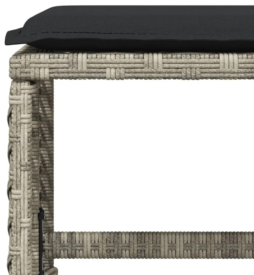Bancos jardim c/ almofadões 4pcs 41x41x36cm vime PE cinza-claro