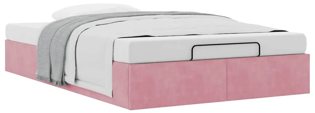 Ottoman Bed Frame No Colchão Rosa 120x190 cm Veludo