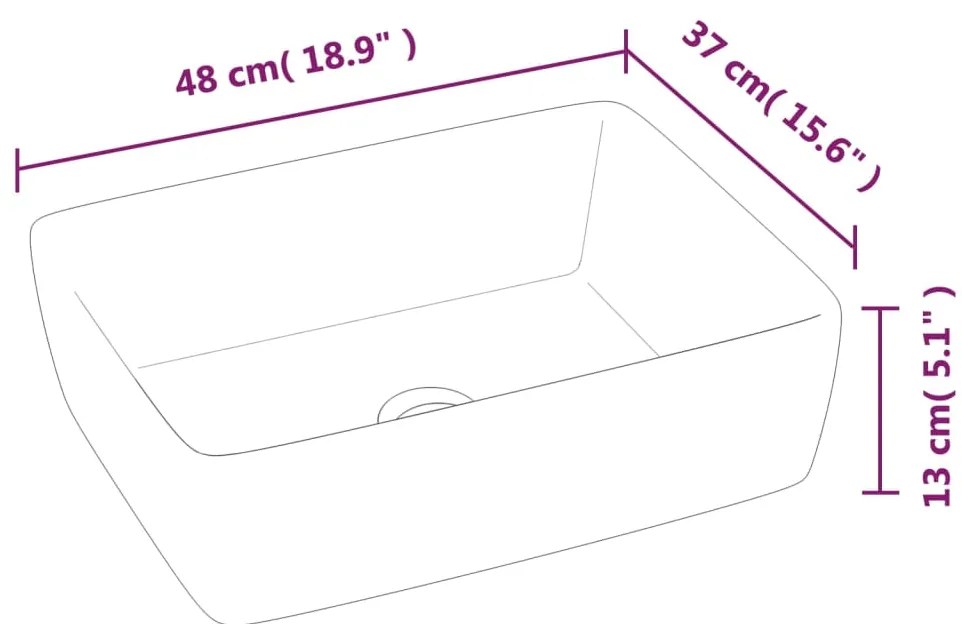 Lavatório retangular 48x37x13 cm cerâmica branco