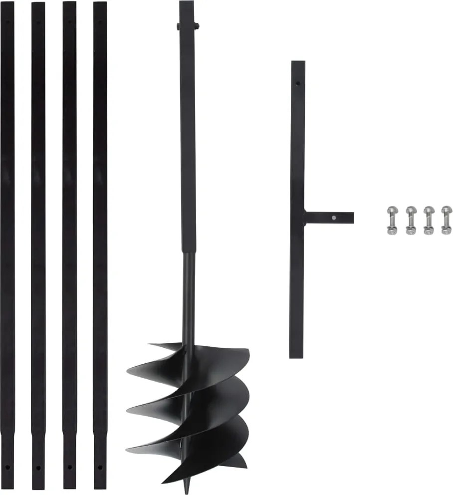 vidaXL Broca de terra com pega 250 mm com tubo de extensão de 4 m aço