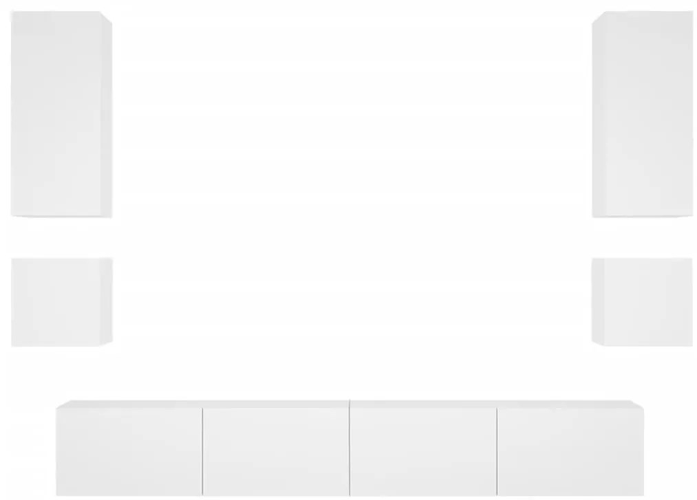 6 pcs móveis de parede para TV com luzes LED branco