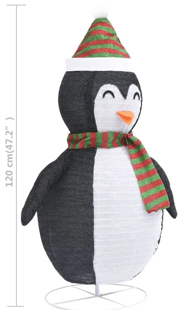 Pinguim de Natal decorativo com luzes LED tecido de luxo 120 cm
