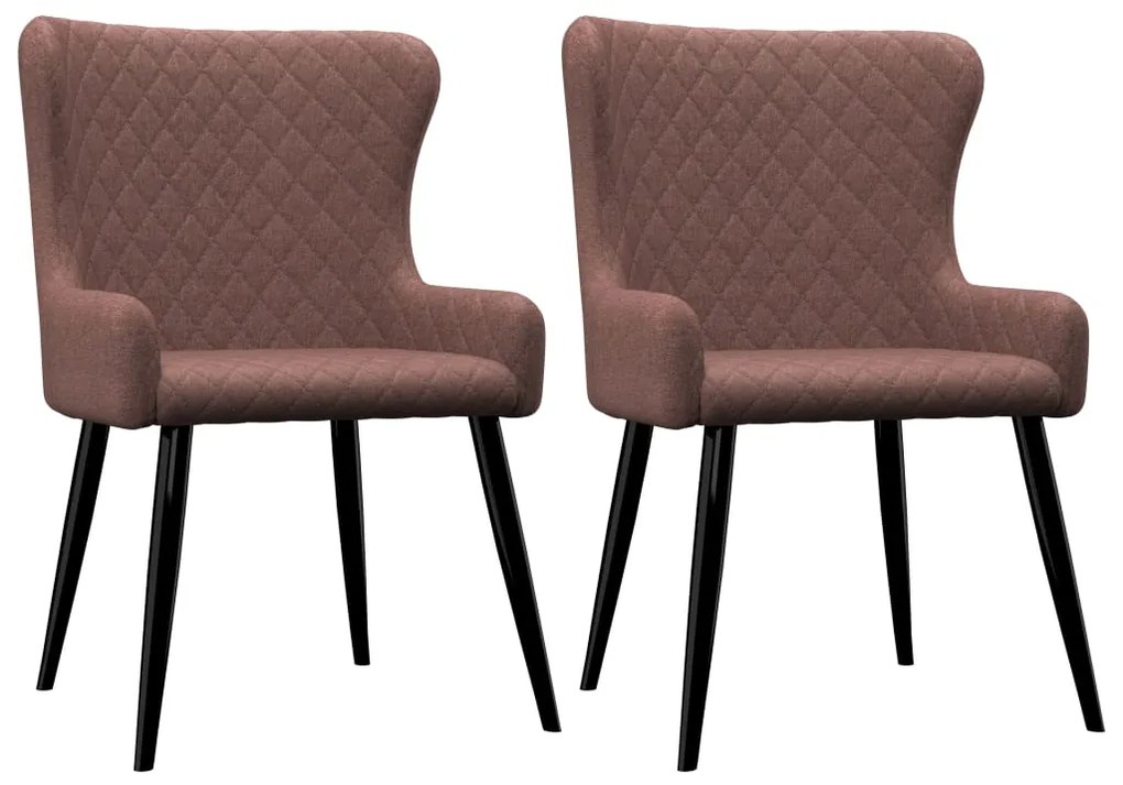 vidaXL Cadeiras de jantar 2 pcs tecido castanho