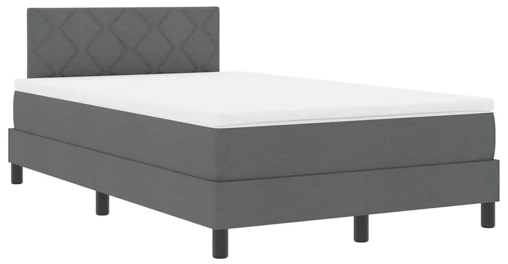 Cama Box com Colchão &amp; LED Cinza Escuro 120x190 cm Tecido