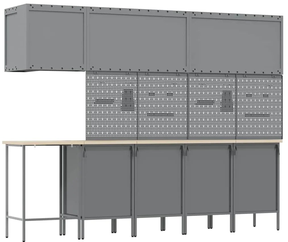 Conjunto de Armário e Painel de Ferramentas vidaXL com 12 Peças Preto