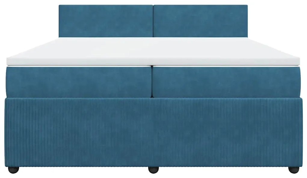 Cama com molas/colchão 200x200 cm veludo azul
