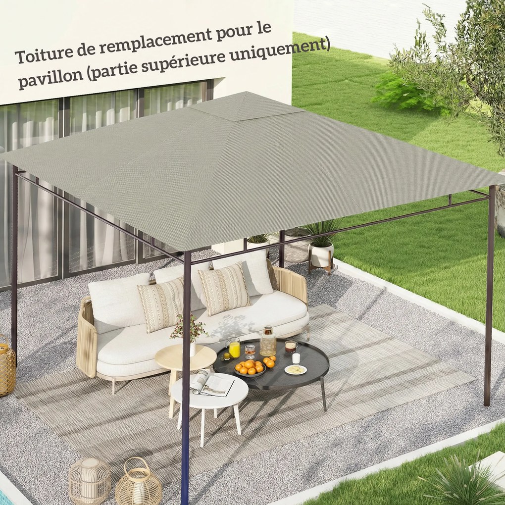 Toldo de substituição 3 x 3 m para tenda (NÃO INCLUIDA) ou cobertura de jardim em poliéster, 180 g/m², , cinzenta