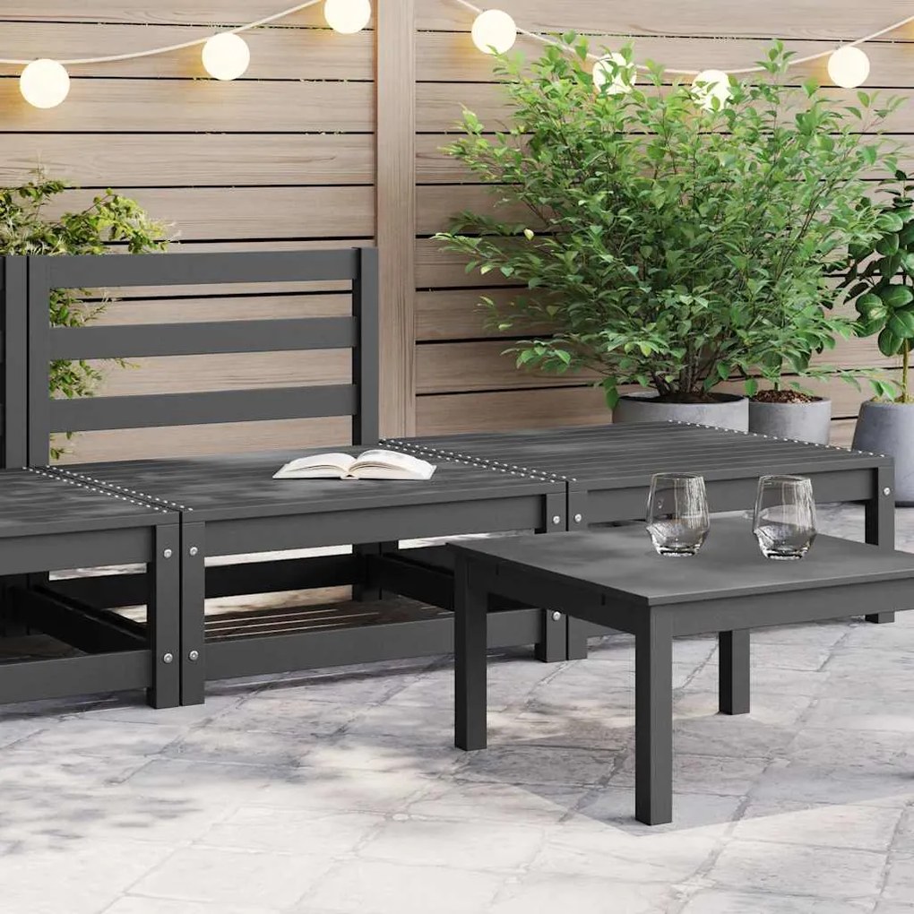 2 pcs conjunto lounge de jardim pinho maciço cinzento