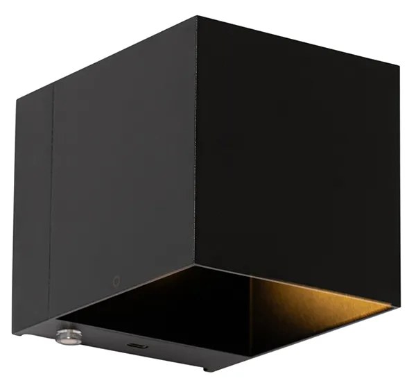 Candeeiro de parede preto com LED e dimmer tátil recarregável - Joris Moderno