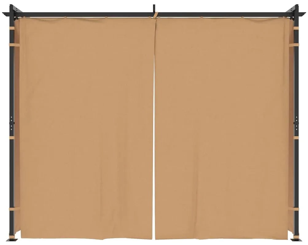 Gazebo com cortinas 3x3 m aço cinzento-acastanhado