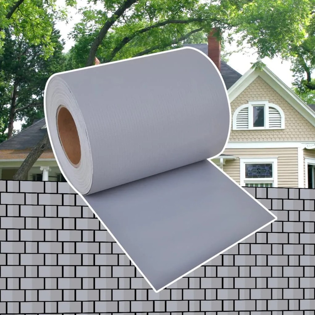 41619 vidaXL Painel de privacidade para jardim 70x0,19 m PVC cinzento-claro
