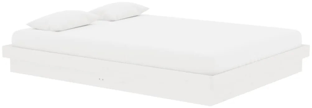 Estrutura de cama 140x190 cm madeira maciça branco