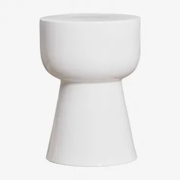 Mesa Auxiliar Para Jardim Redonda Ø35 Cm Em Dolomita Kaly Branco - Sklum