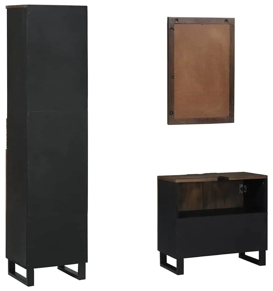 Conjunto de Móveis para Banheiro 3 pcs Castanho nozes