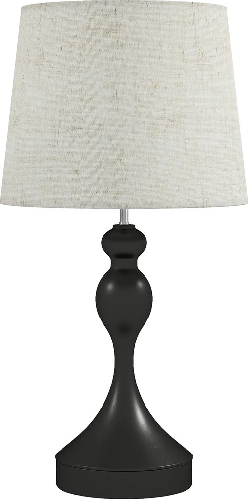HOMCOM Luminária de mesa LED com 3 temperaturas de cor, luminária de cabeceira com portas de carregamento USB A+C, cúpula de linho, Preto | Aosom Portugal