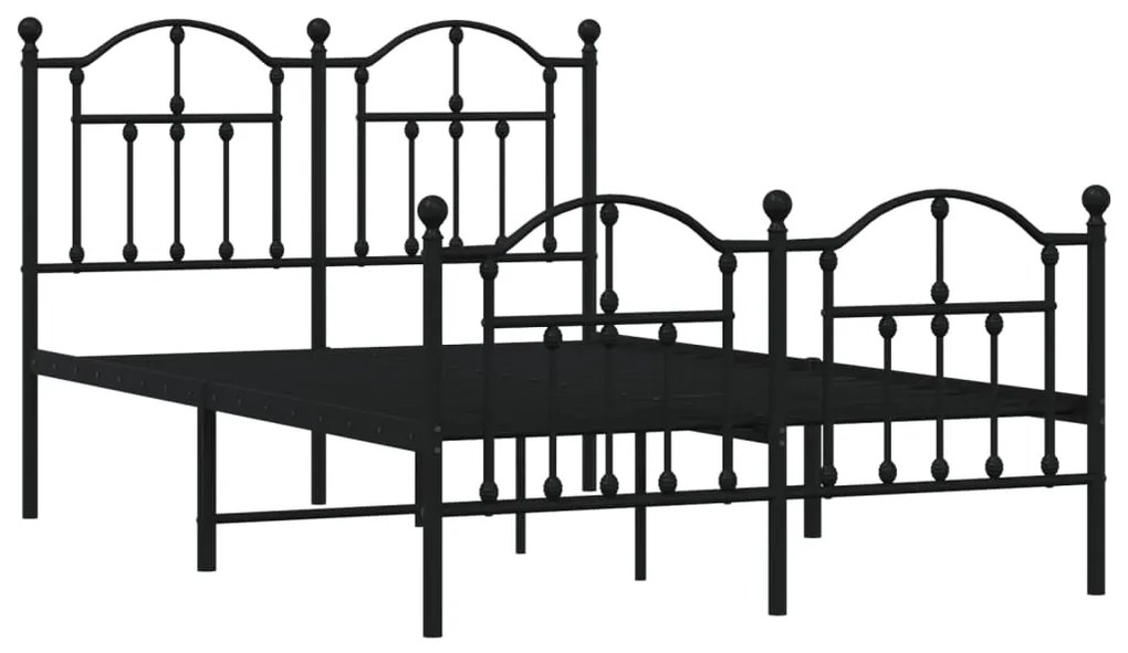 Estrutura de cama com cabeceira e pés 120x200 cm metal preto
