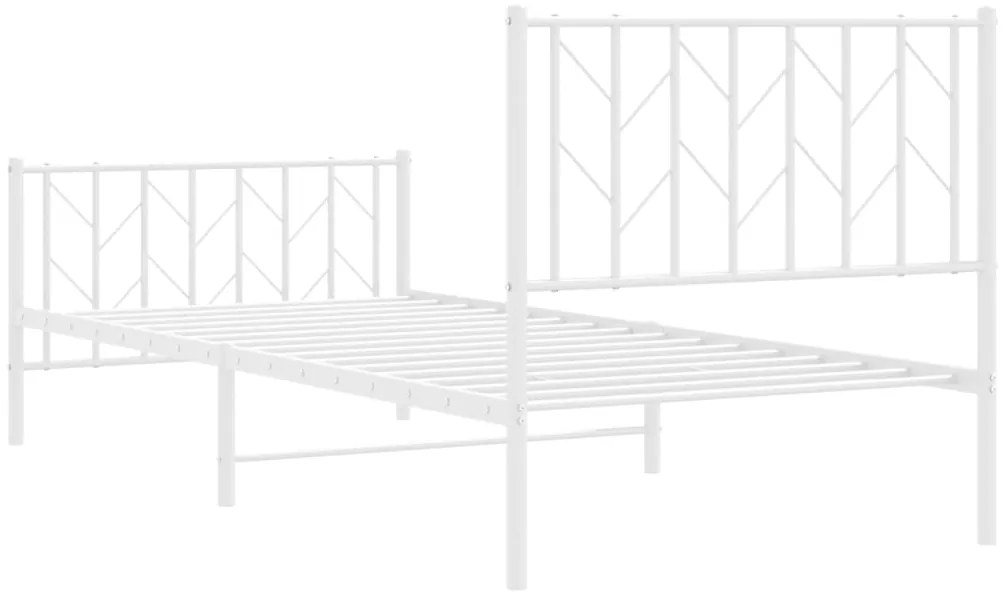 Estrutura de cama com cabeceira e pés 90x200 cm metal branco