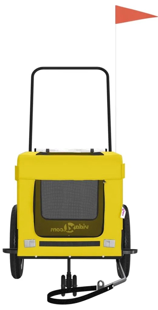 Reboque bicicleta p/ animais tecido oxford/ferro amarelo/preto
