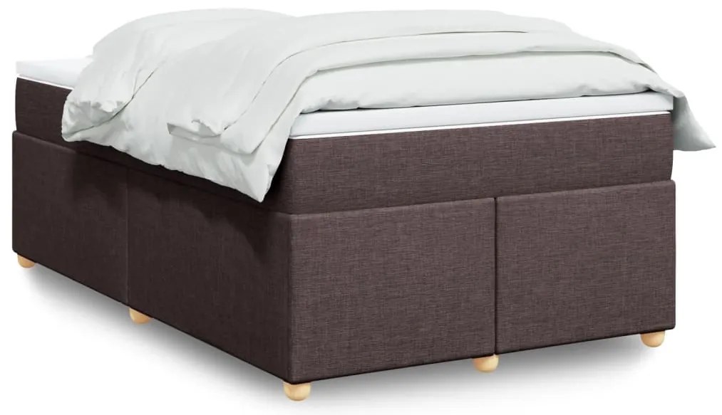 Cama boxspring com colchão 120x190 cm tecido castanho-escuro