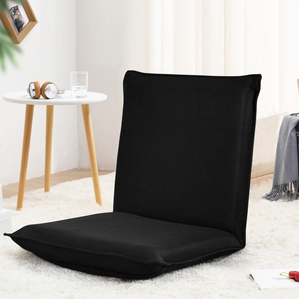 Poltrona reclinável com apoio para as costas almofadado e ajustável Ideal para ler meditar 98 x 47 x 7,5 cm Preto
