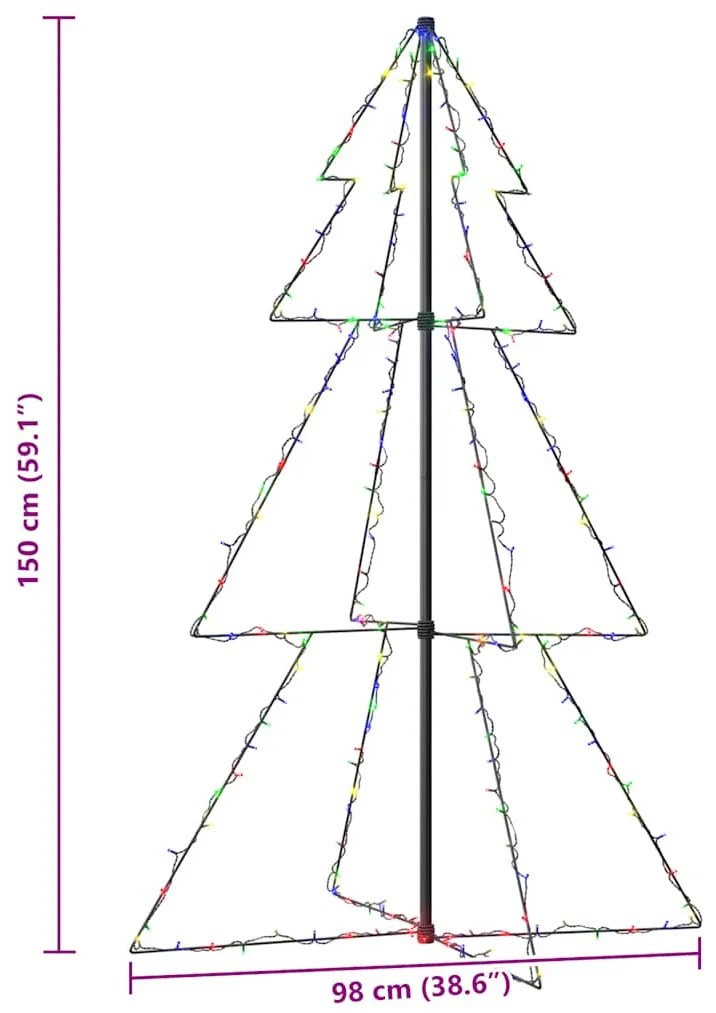 Árvore de Natal em cone 200 LEDs 98x150 cm interior e exterior