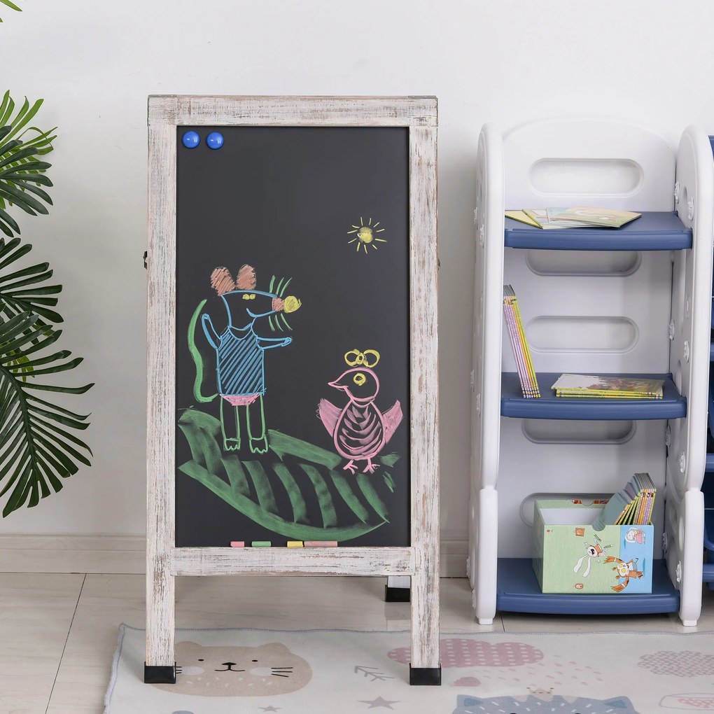 Vinsetto Painel publicitario Magnético Dobrável com Dupla Face cavalete de Madeira com Apagador 2 Imás e 5 Gizes 51x58x98,5cm Preto e Madeira
