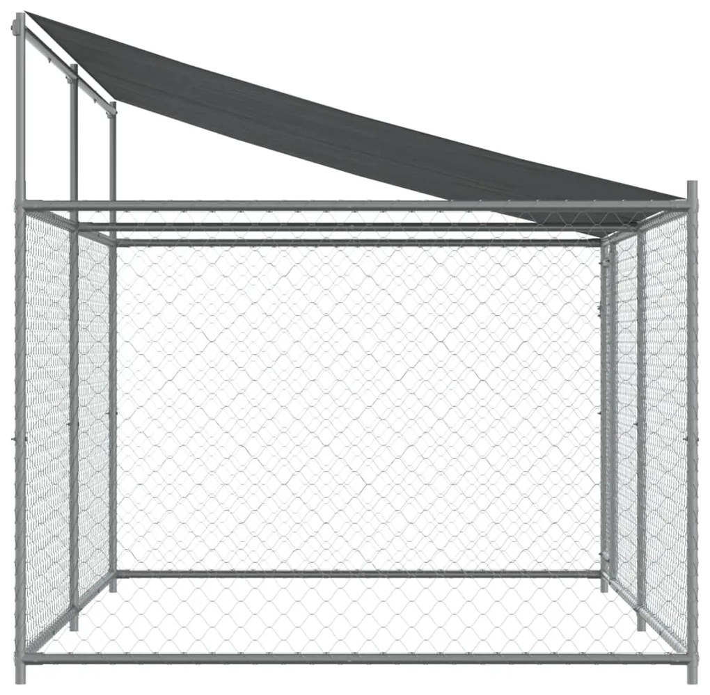Jaula para cão com telhado/porta 4x2x2 m aço galvanizado cinza