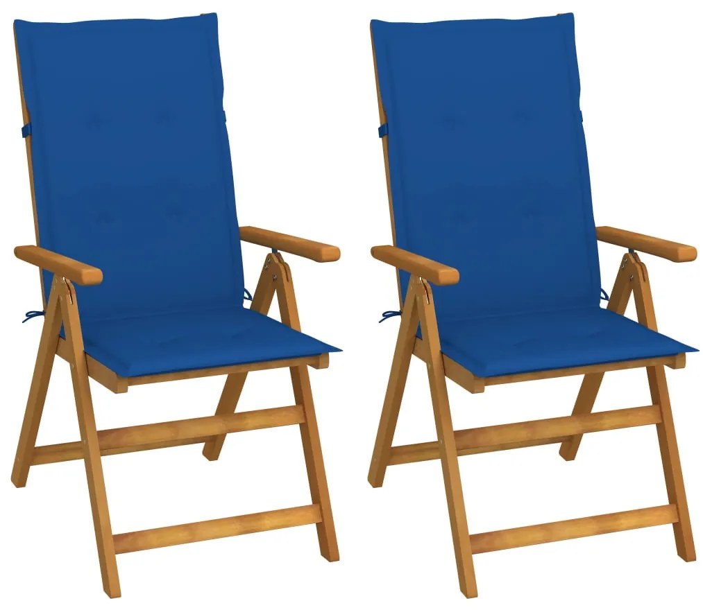 vidaXL Cadeiras jardim reclináveis c/ almofadões 2 pcs acácia maciça