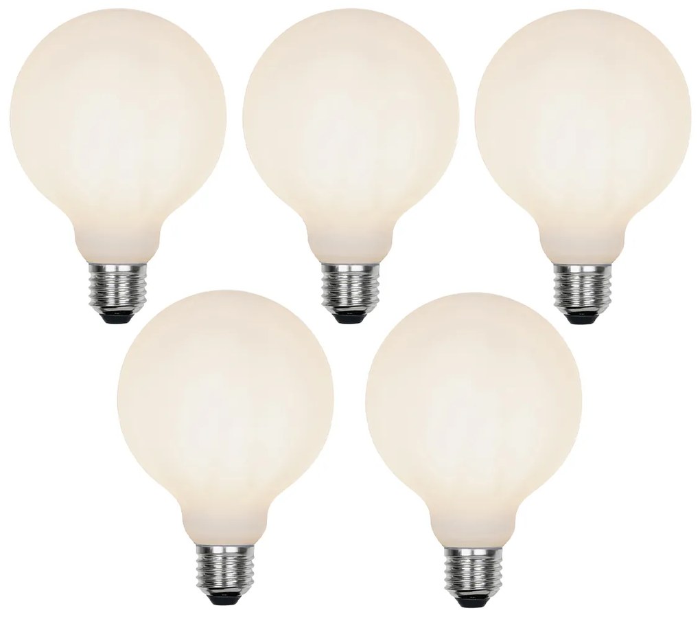 Conjunto de 5 Lâmpada LED E27 regulável em 3 etapas G95 vidro fosco 5W 550 lm 2700K