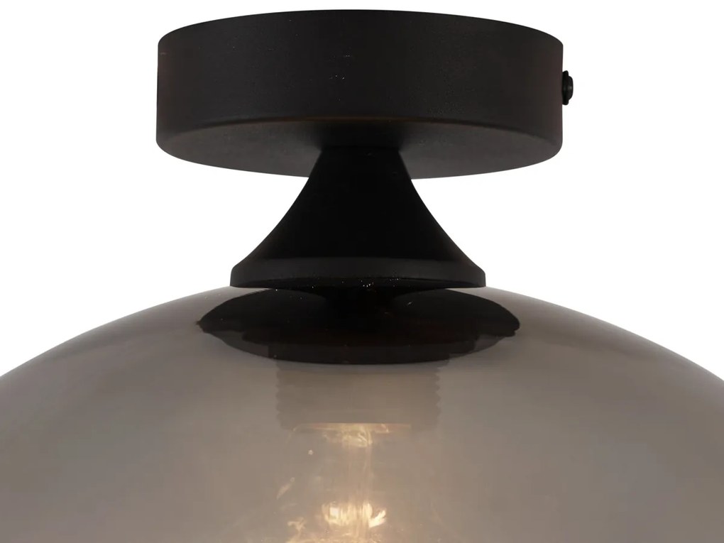 Candeeiro de Teto Art Deco Preto com Vidro Fumê - Sandra
