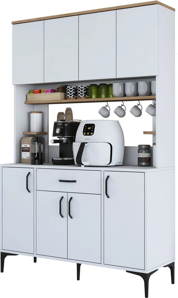 Armário Alto de Cozinha "Stella" - 120 x 184,2 x 40 cm - Nogueira e Br