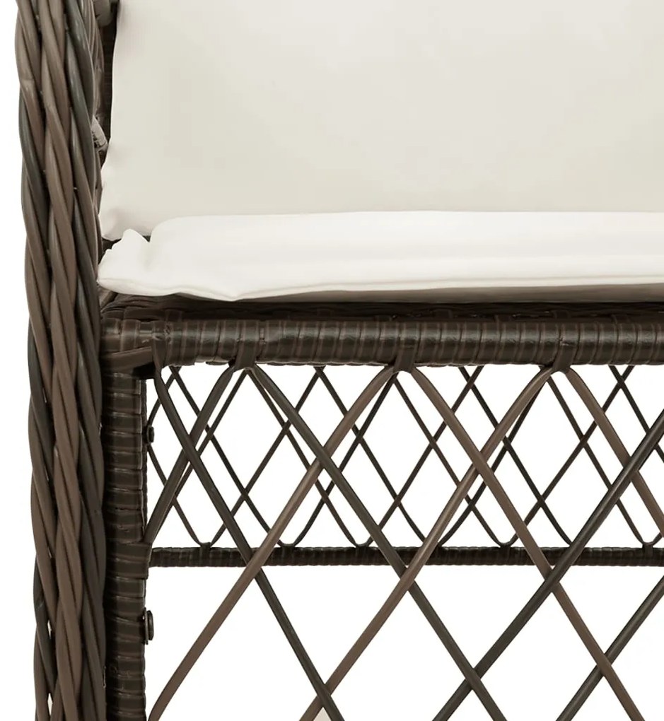 5 pcs conjunto jantar p/ jardim c/ almofadões vime PE castanho