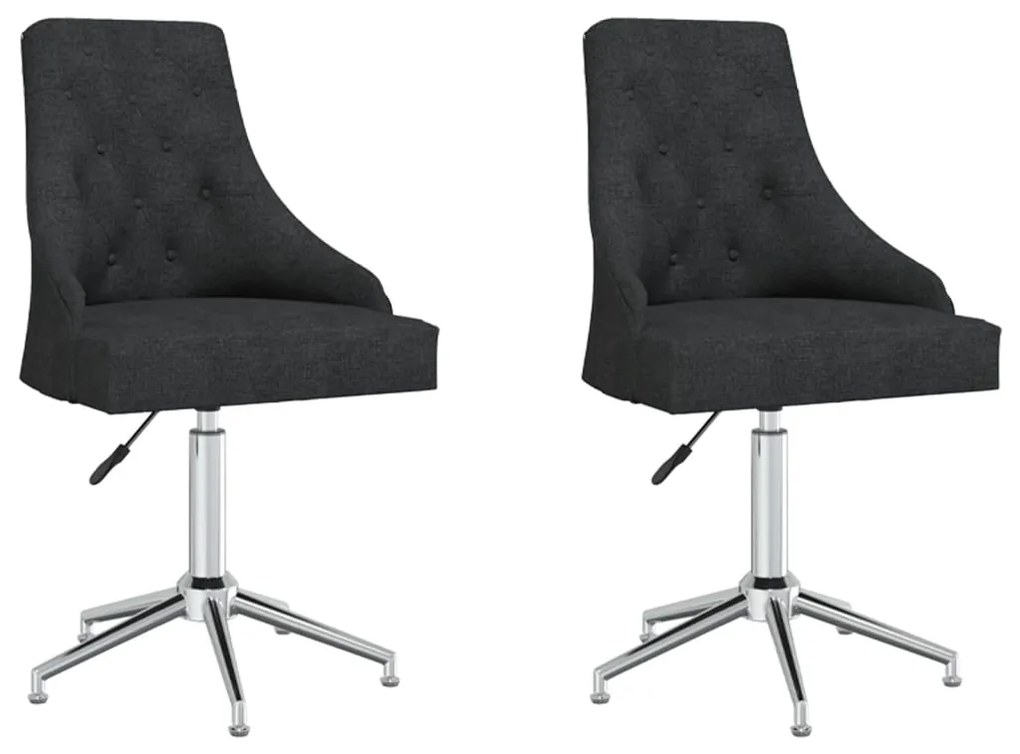 vidaXL Cadeiras de jantar giratórias 2 pcs tecido preto