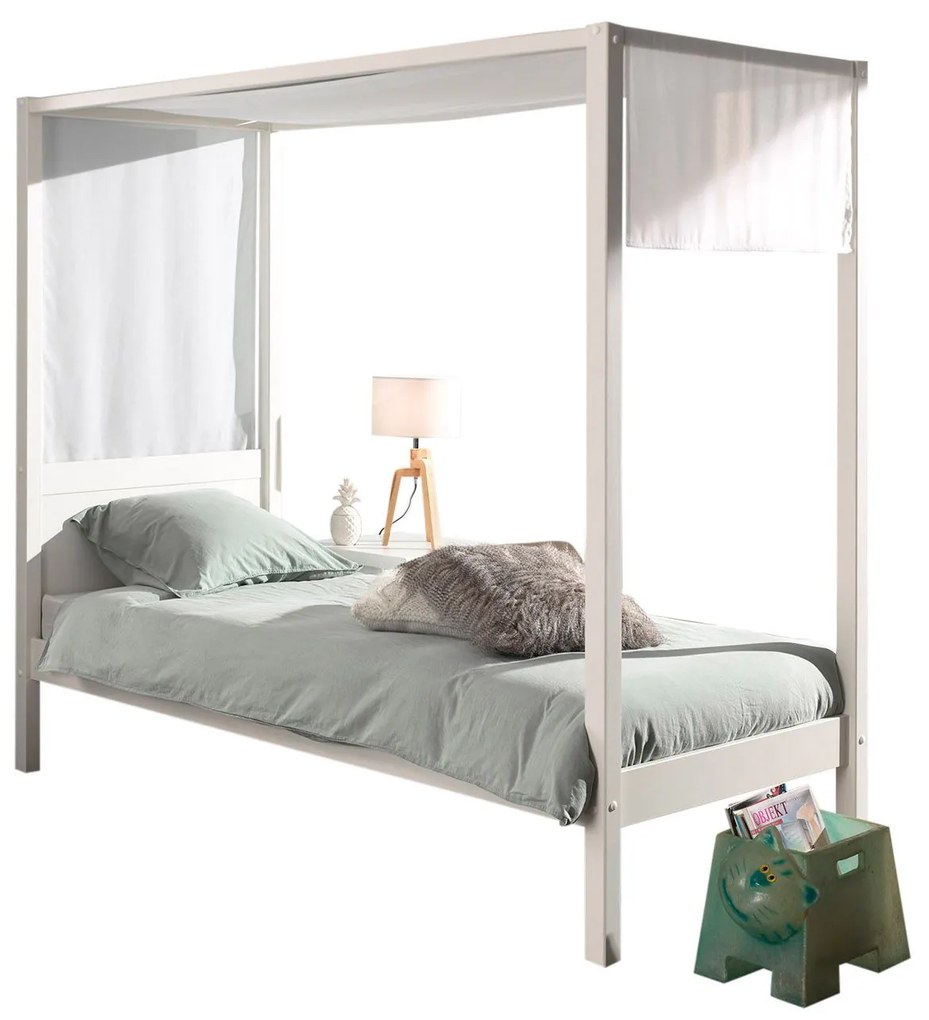 Cama Infantil  (90 x 200 Cm) PINO cama de toldo e tela BRANCA