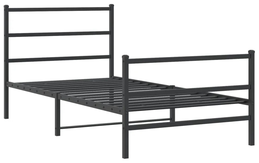 Estrutura de cama com cabeceira e pés 100x200 cm metal preto