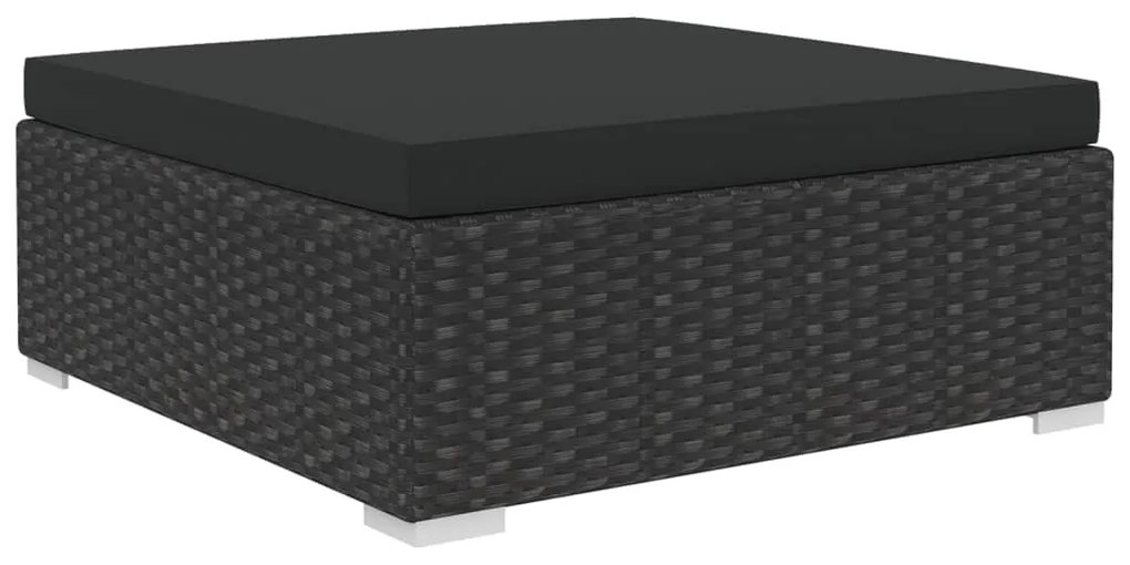 5 pcs conjunto lounge de jardim c/ almofadões vime PE preto